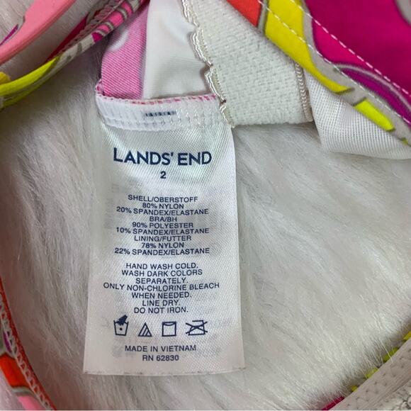Lands’ End Bright Colored Tankini Top with Tie Neck Strap Size 2 N0271 - Picture 6 of 7